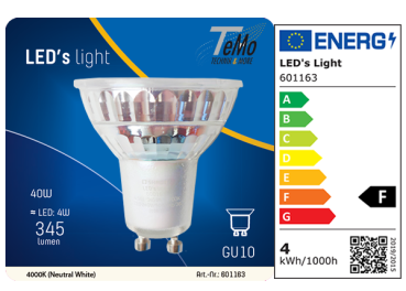 1 STÜCK (VPE) SHADA LED Spot GU10 360lm 4W, neutralweiss 4000K, MR16 klar, EEC: F (0601163)